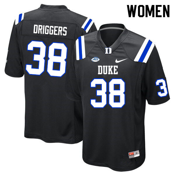 Women #38 Jack Driggers Duke Blue Devils College Football Jerseys Sale-Black - Click Image to Close